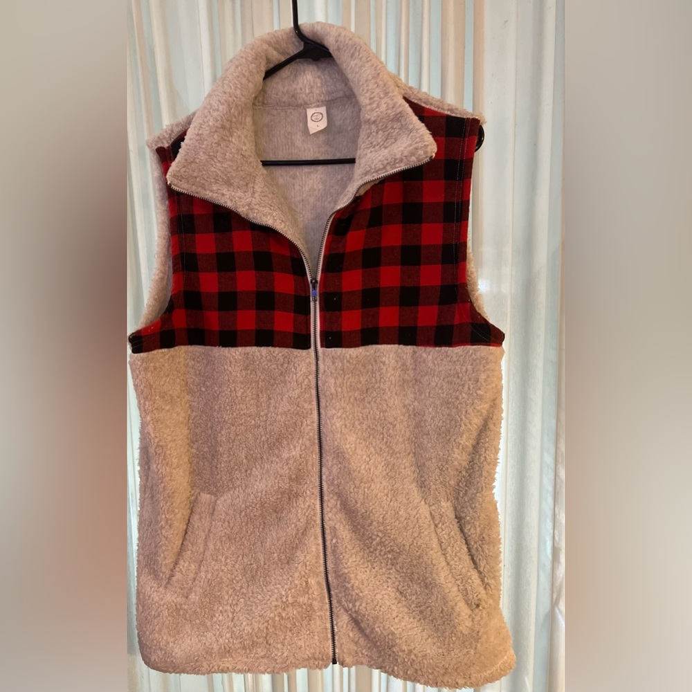 SUNSHINE & RODEOS LADIES SHERPA FULL ZIP VEST,  SIZE L